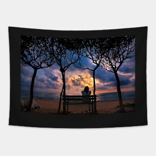 Cloudy sunset in Sugartown Tapestry