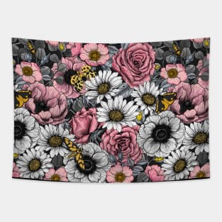 Flower mix and moths Tapestry