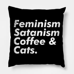 Feminism, Satanism, Coffee & Cats Pillow