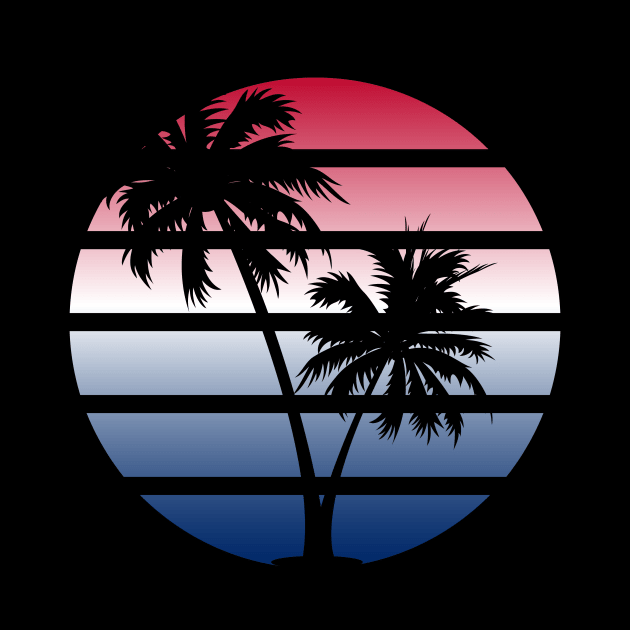 Retrowave Red White Blue Sunset by Brobocop