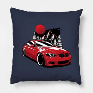 Red E92 Coupe Mountains Nature Pillow
