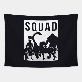 Squad Animals Unicorn Dinosaur Scare Black White Shirt Raglan Sleeve Squad Tapestry