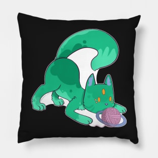 Space Cat - Alien Green Pillow