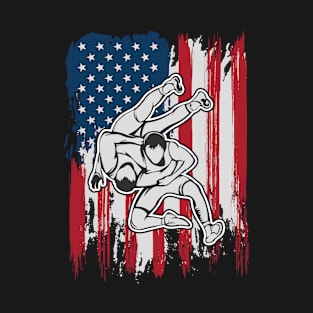 American Flag Wrestling Wrestlering Wrestler T-Shirt