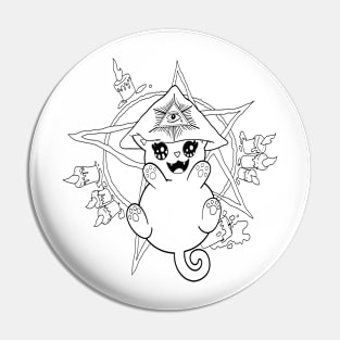 Aleister Meowley (Black and White Outline) Pin