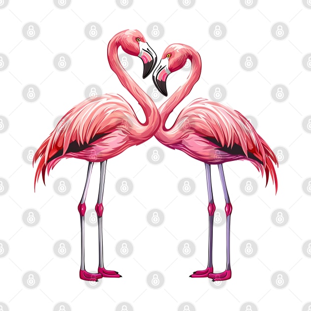 Valentine Cartoon Flamingo Couple by Chromatic Fusion Studio