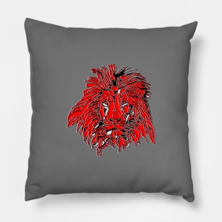 Lion Head Drawing Illustration Artwork Wildlife Predator Whiskers Pillow