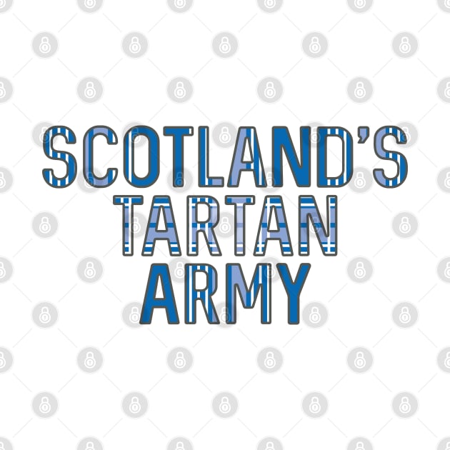 Scotland's Tartan Army, Scottish Saltire Flag Tartan, Scottish Football Slogan Design by MacPean