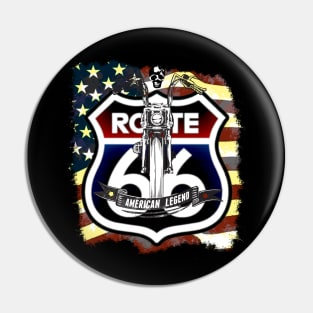 American Flag, Route 66, American Legend, USA, Motorbike Pin