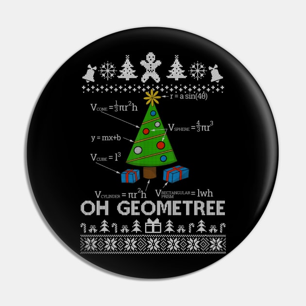 Funny Math Geometry Christmas Tree Geometree Teacher Pin by SloanCainm9cmi