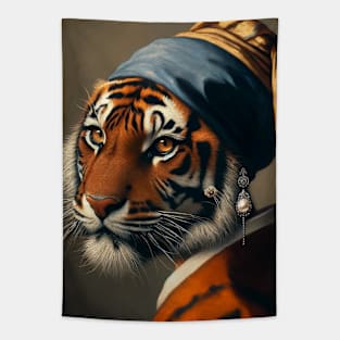 Wildlife Conservation - Pearl Earring Tiger Meme Tapestry