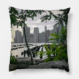 Manhattan Skyline Brooklyn New York City Pillow