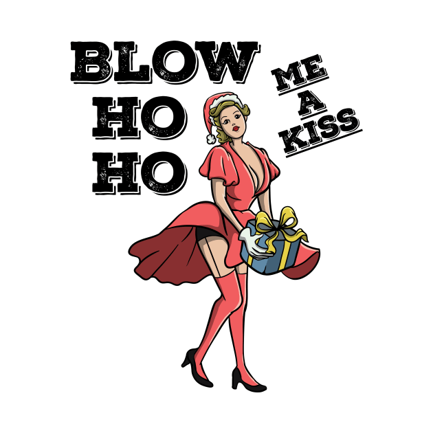 Blow Ho Ho Me A Kiss Sexy Christmas Pin Up 50s Santa Claus by TellingTales