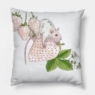 Albino Rats and Strawberries Pillow