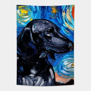 Black Dachshund Night (Portrait) Tapestry