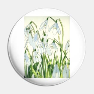 Snowdrops watercolour painting Pin