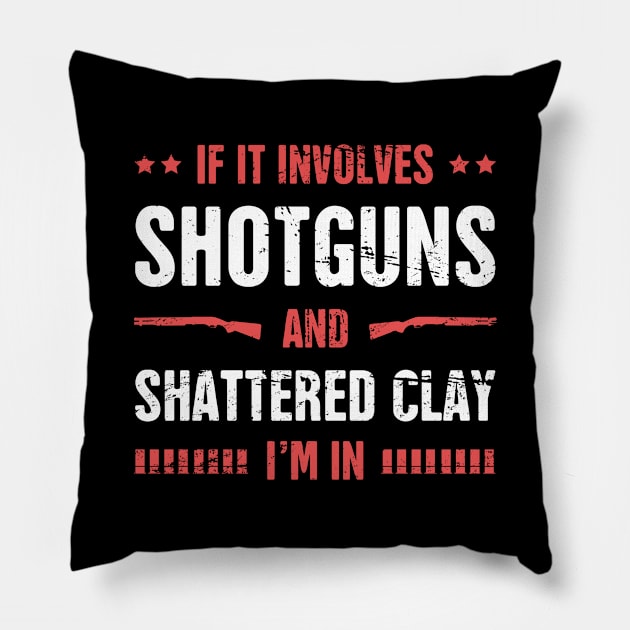 Shotguns And Shattered Clay - Skeet Shooting Pillow by Wizardmode