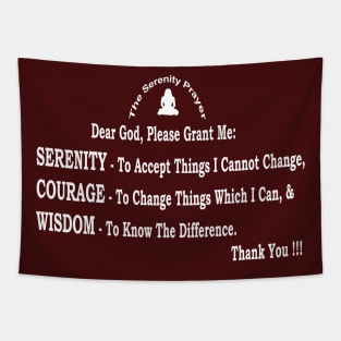 "The Serenity Prayer - Wall Art with White Font & Transparent Background. Tapestry