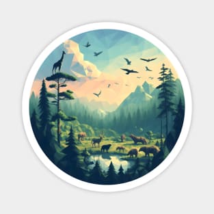 Low Poly Forest at Sunset Magnet