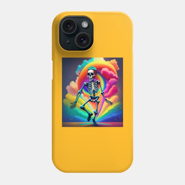 Dancing Skeleton Rainbow Phone Case by BukovskyART