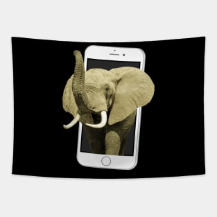 Elepfant with phone - Wildlife in Africa Tapestry