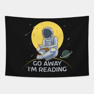 Go Away I'm Reading Astronaut Spaceman Moon Planets Tapestry