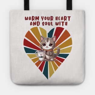 Warm your heart and soul with Cat and coffee KAWAII Tote