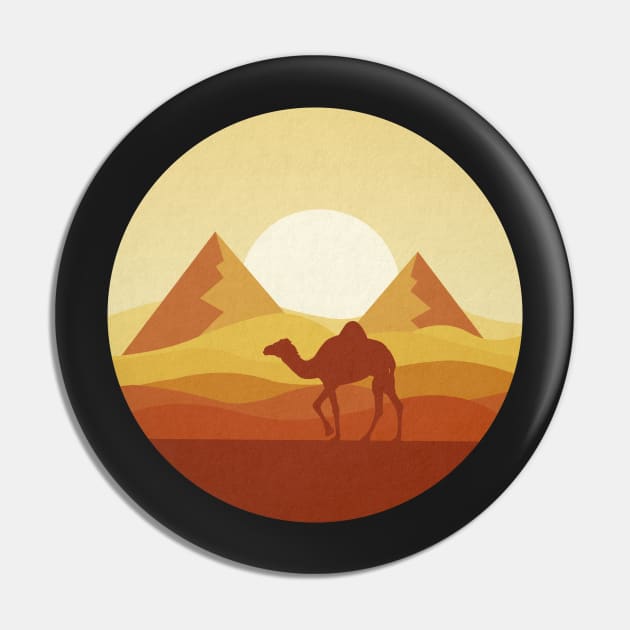 Desert Camel Silhouette Flat Landscape Pin by astralprints