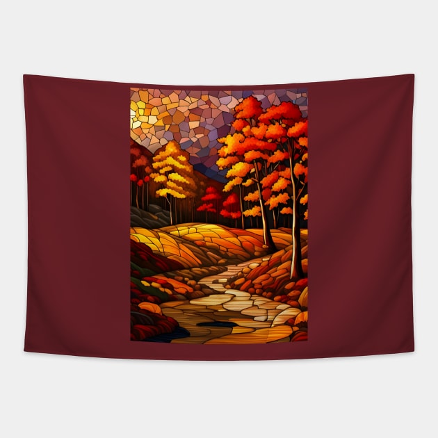 Stained Glass Autumn Foliage Tapestry by Chance Two Designs