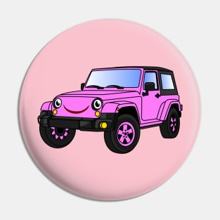 Cute pink car cartoon Pin