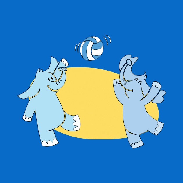 Elephants Playing Volleyball Children Motif by Foxxy Merch