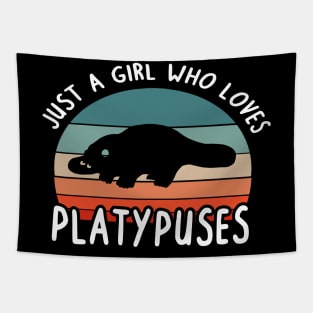 Girl platypus lover illustration animal Tapestry