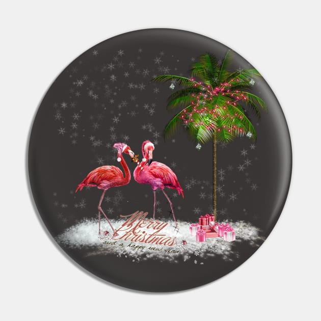 The Pink Flamingo  Christmas Pin by ERArts