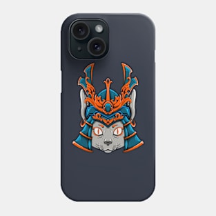 cat with samurai helmet Phone Case