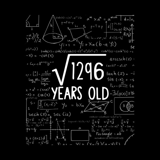 Square Root of 1296: 36th Birthday 36 Years Old T-Shirt - Sq - Phone Case