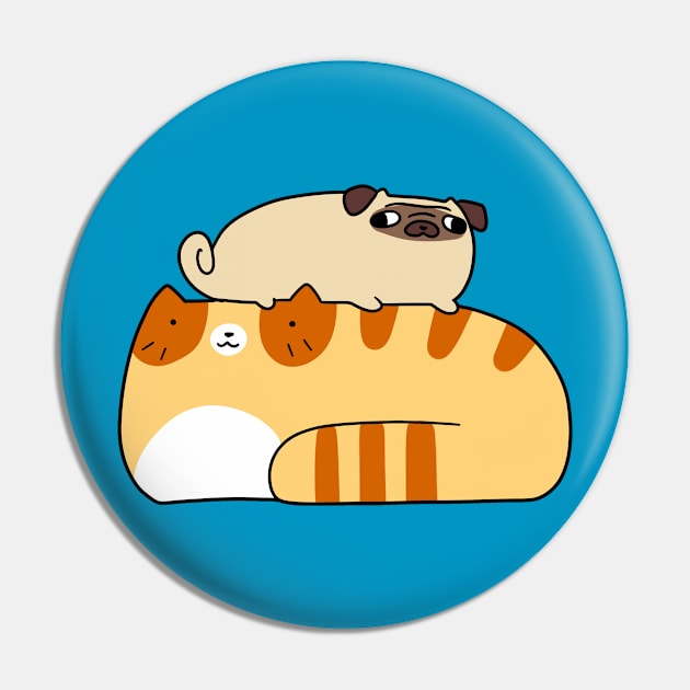 Tabby Cat and Little Pug Pin by saradaboru