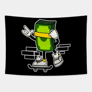 cash skate cartoon Tapestry