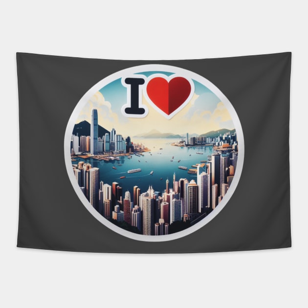 I Love Hong Kong Tapestry by BukovskyART