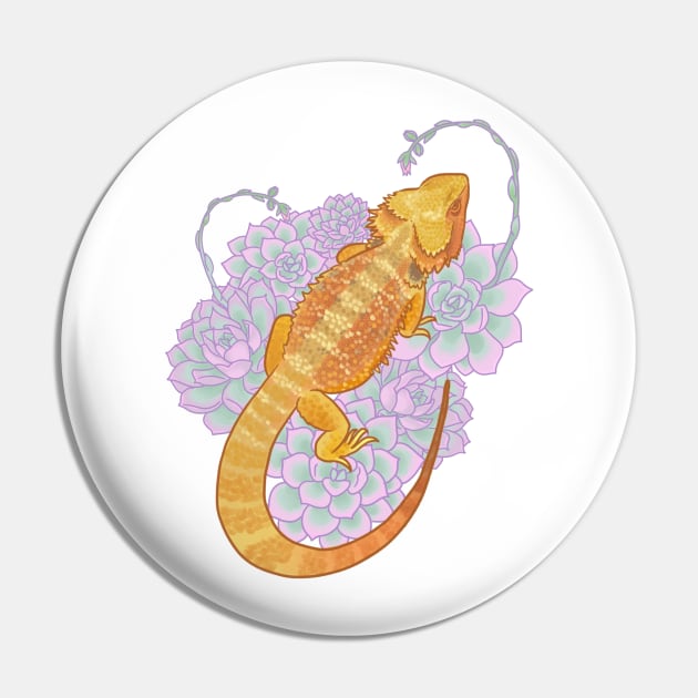 Bearded Dragon and Echeveria Pin by starrypaige