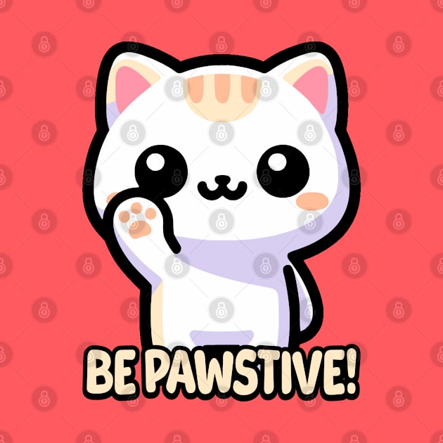 Be Pawsitive! Cute Cat Pun by Cute And Punny