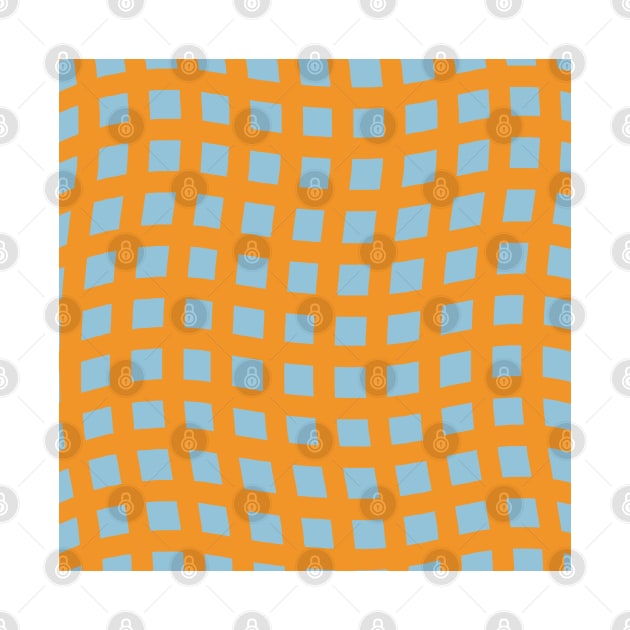 Curvy Grid Pattern (Orange and Blue) by cecececececelia