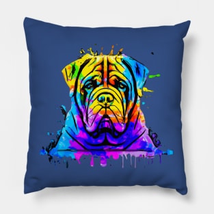 English Mastiff Colorful Print Art Pillow