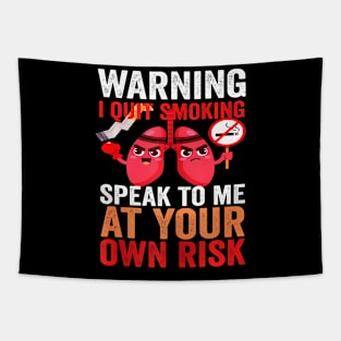 Warning I Quit Smoking World No Tobacco Day Awareness Tapestry