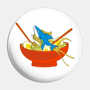 Funny shark in ramen Pin