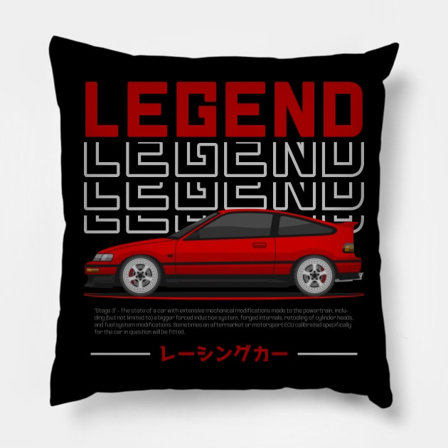 Midnight Racer Red CRX JDM Pillow by GoldenTuners