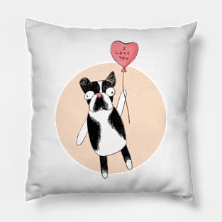 Boston Terrier Heart Balloon Pillow