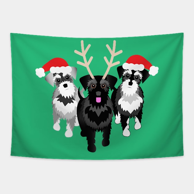 Three Christmas Schnauzers Tapestry by AntiqueImages