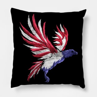 Eagle in colors of US flag, patriotic distressed Pillow