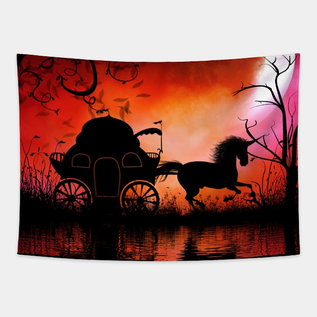 Drive in the night by carriage Tapestry by Nicky2342