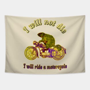 Beaver on a motorcycle Tapestry